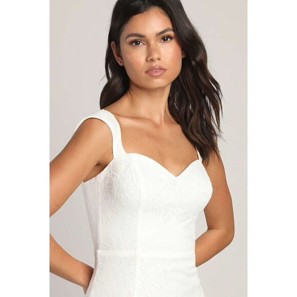 Lulus Womens Size XS Say Yes White Lace Off-the-Shoulder Mermaid Long Gown New - Picture 3 of 11